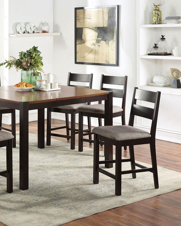 English Elm Dining Chairs Set of 2 Espresso Frame with Light Gray Padded Fabric Seats Ladder Back Transitional Dining B011P291549