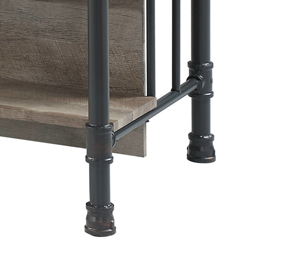 English Elm Edina Counter Height Table in Antique Oak & Sandy Gray Finish – Sturdy 35mm Top, 2 Shelves, 100lb Limit B2726P283822