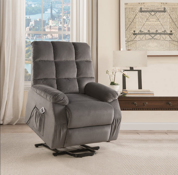English Elm Grey Power Lift Recliner With Massage, Heat & Plush Velvet Comfort For Relaxation & Recovery B062P215442