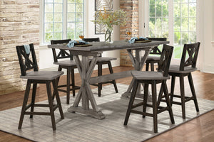 English Elm Rustic Amsonia 72" Distressed Gray Counter Height Dining Table Solid Rubberwood Sturdy Base Finish B011P194919