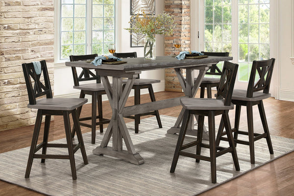 English Elm Rustic Amsonia 72" Distressed Gray Counter Height Dining Table Solid Rubberwood Sturdy Base Finish B011P194919
