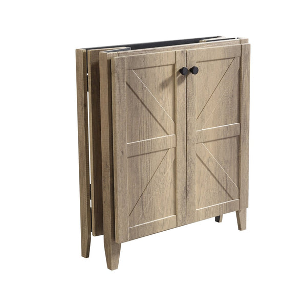 English Elm 30 Inch Floating Bathroom Vanity Fluted Wood Grain Front with Ceramic Integrated Sink Antique Grey W3520S00032