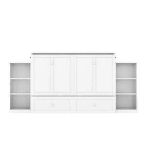 English Elm Full-Size Murphy Bed With Stylish Storage Drawers & Shelves – Perfect For Compact Spaces & Guests! W1580S00251