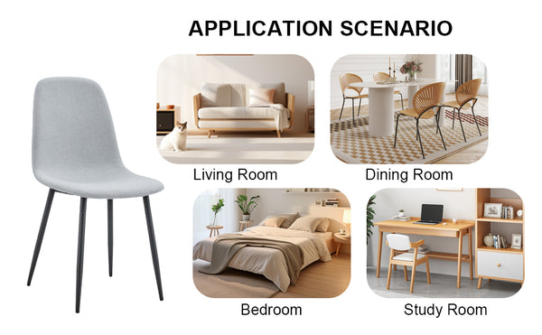 English Elm Comfortable Linen-Cotton Dining Chair Set - Modern 4-Piece Light Gray With Ergonomic Support & Style W1151P228095