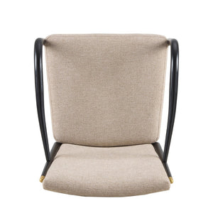 English Elm Modern Gold Accent Iron Frame Dining Arm Chairs Upholstered Set of Two for Elegant Spaces Black+Brown N771P345830H