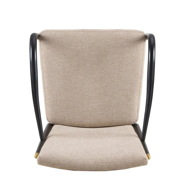 English Elm Modern Gold Accent Iron Frame Dining Arm Chairs Upholstered Set of Two for Elegant Spaces Black+Brown N771P345830H