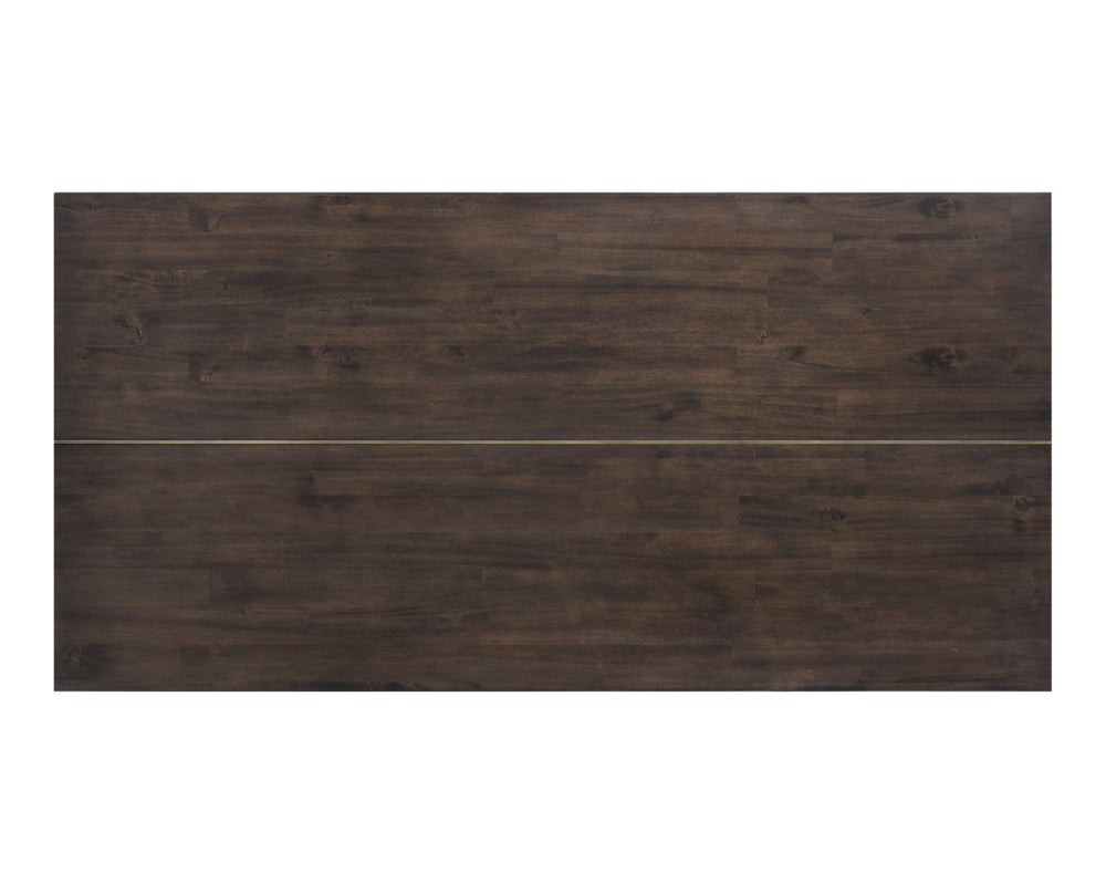 Sunpan JADE Dining Table - Dark Mango Acacia Wood with Antique Brass Inlay for Elegant Dining Experience 102928