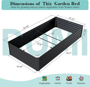 English Elm 8×4×1.5 Ft Galvanized Steel Raised Garden Bed Rust Proof Outdoor Metal Planter Dark Gray W1859P429705