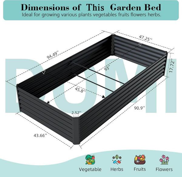 English Elm 8×4×1.5 Ft Galvanized Steel Raised Garden Bed Rust Proof Outdoor Metal Planter Dark Gray W1859P429705