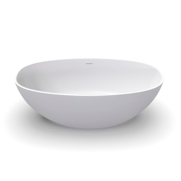 English Elm 61 Inch Stone Resin Freestanding Bathtub Matte White Sculptural Soaking Spa Design W1613P368241