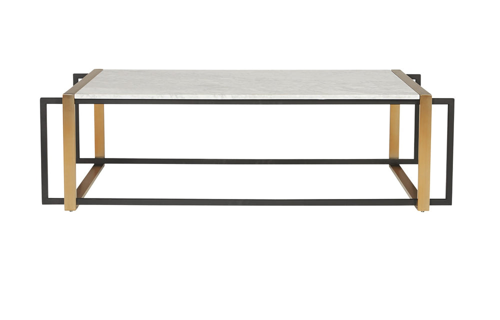Sunpan GARNET Mid-Century Coffee Table with White Marble Top & Antique Brass Frame – Unique Elegance! 104026