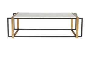 Sunpan GARNET Mid-Century Coffee Table with White Marble Top & Antique Brass Frame – Unique Elegance! 104026
