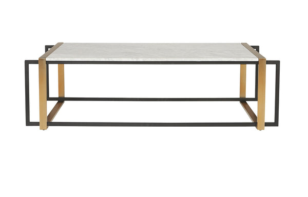 Sunpan GARNET Mid-Century Coffee Table with White Marble Top & Antique Brass Frame – Unique Elegance! 104026