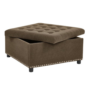 English Elm Storage Ottoman Tufted Nailhead Trim Lift Top Footstool for Living Room or Bedroom Coffee W5568P447091