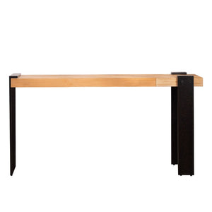 English Elm Rustic Industrial Console Table Weathered Steel Legs Engineered Wood Entryway Accent W2729P414724