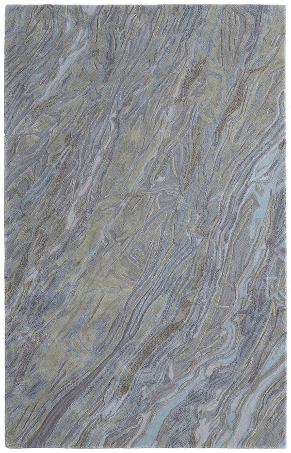 Feizy Rugs Kawai Hand-tufted Wool & Viscose Abstract Rug – Luxurious Modern Design For Stylish Home Decor Blue,Green,Gray Wool,Viscose Kaw8982fgrnmltf00