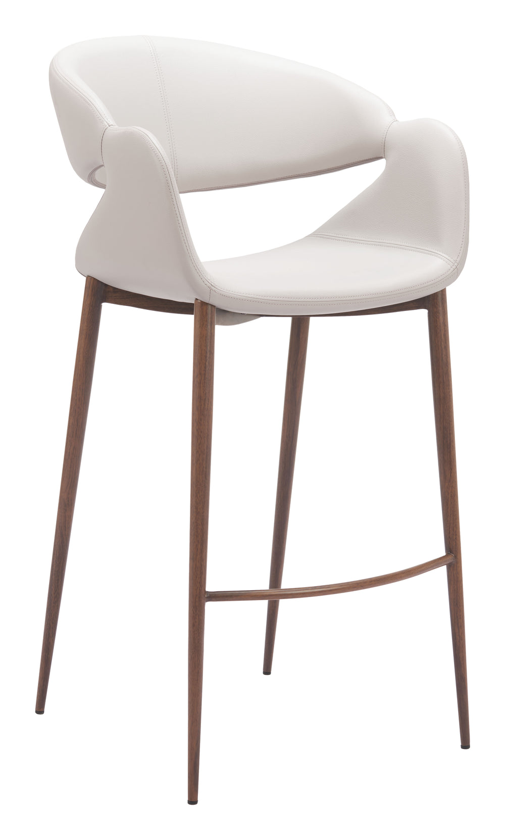 Zuo Modern Limay Barstool - Stylish Beige & Walnut Design With Durable Water-resistant Vinyl For Your Space Beige 100% Polyurethane,Plywood,Steel 110929-zuo-modern
