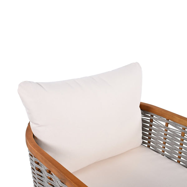 English Elm 2 Piece Acacia Wood Outdoor Loveseat Set Woven Rope Tub Design Teak Patio N780P245860G