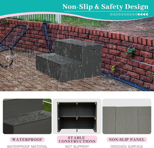 English Elm Hot Tub Aluminum Spa Steps with Wpc Wood Grain Treads and Side Handles 600lb Rated W1859P427405