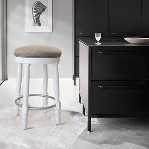 English Elm AGODY 26" Counter Swivel Bar Stools Set of 2 with Cushioned Fabric Seats, Iron Footrest, 300lb Capacity W2170P208071