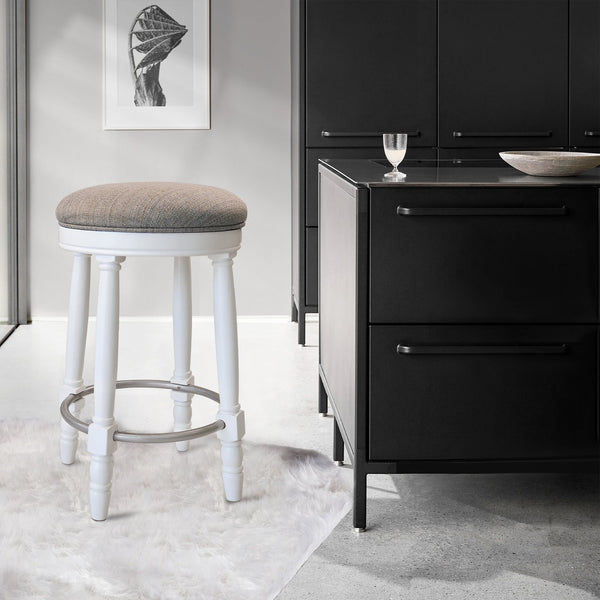 English Elm AGODY 26" Counter Swivel Bar Stools Set of 2 with Cushioned Fabric Seats, Iron Footrest, 300lb Capacity W2170P208071
