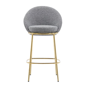 English Elm Christopher Knight Home® - Celano Upholstered Metal Barstool Set of 2 with Plush Rounded Seat, Semi‑Enclosed Backrest, Durable Frame Gold,Gray N775P268055G
