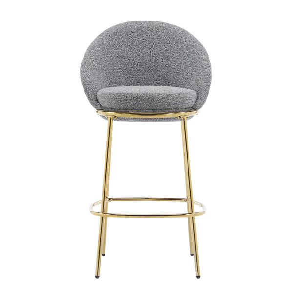 English Elm Christopher Knight Home® - Celano Upholstered Metal Barstool Set of 2 with Plush Rounded Seat, Semi‑Enclosed Backrest, Durable Frame Gold,Gray N775P268055G