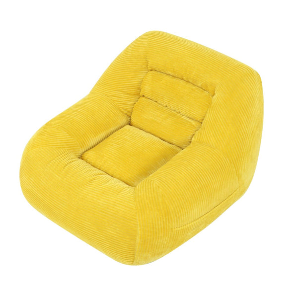 English Elm Corduroy Faux Fur Mini Cloud Couch Plush Bean Bag Seat for Dorm Bedroom Lounge Yellow W3975P437948