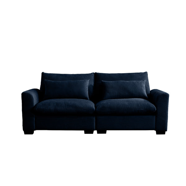 English Elm Modern Sofa Couch 3-Piece Sectional Set with Deep Seats Chenille Upholstery Solid Wood Frame Comfortably Stylish and Versatile Combination for Living Room Lounge Blue W714S00647