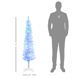 English Elm Homcom 5Ft Pencil Prelit Artificial Christmas Tree With 150 Colorful Leds – Perfect For Small Spaces! W2225P249677