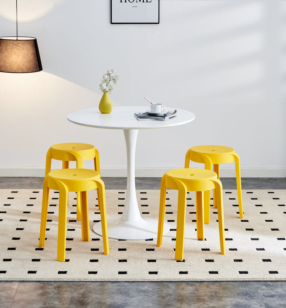 English Elm 6 Stackable Classroom Stools Set of 6 Durable Plastic Nesting Round Seats 330lb Capacity Indoor Outdoor Seating Mustard W370P165827