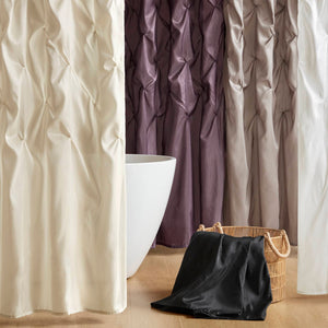 JLA Home Madison Park - Tufted Laurel Semi-Sheer Shower Curtain with Textured Tufting, Lightweight Polyester, Machine Washable White MP70-896