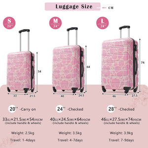 English Elm Hardshell Polycarbonate Luggage Set Three Piece Tsa Lock Spinner Travel Suitcases Pink N732P306618U