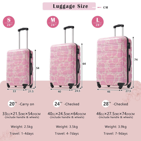 English Elm Hardshell Polycarbonate Luggage Set Three Piece Tsa Lock Spinner Travel Suitcases Pink N732P306618U