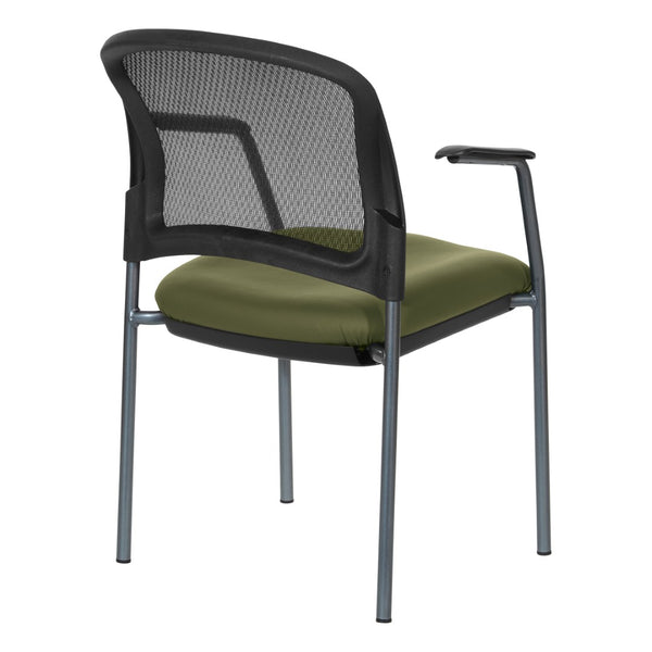 OSP Home Furnishings Progrid Mesh Back Stackable Chair with Titanium Frame for Conference Rooms Sage 86710R-R106