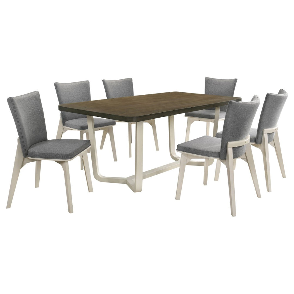 English Elm Sexton Farmhouse Rectangular Dining Set Seats Four with Upholstered Chairs B062S01420