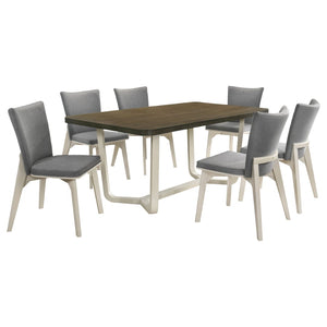 English Elm Sexton Farmhouse Rectangular Dining Set Seats Four with Upholstered Chairs B062S01420