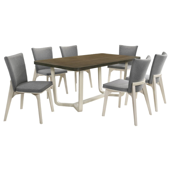 English Elm Sexton Farmhouse Rectangular Dining Set Seats Four with Upholstered Chairs B062S01420
