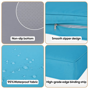 English Elm Outdoor Sky Blue Patio Cushions Set 14-Piece Deep Seat Replacement with Fade-Resistant Polyester, Machine-Washable Zippers and 28D High-Rebound Support W419P313011