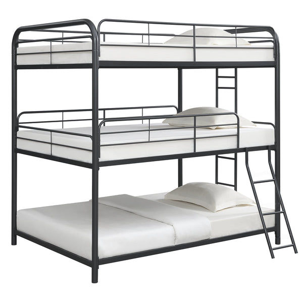 English Elm Furniture Triple Bunk Bed - Space-Saving Full-Size Metal Design In Sleek Black For Modern Living W311S00052
