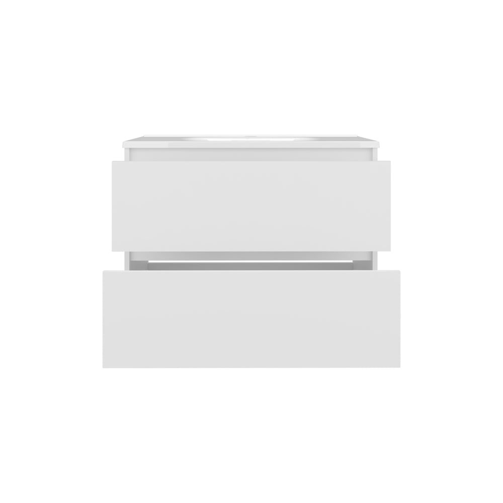 English Elm Bathroom Vanity Modern 2-Drawer White - Compact Engineered Wood Cabinet with Sleek Minimalist Storage Appeal B097P369438