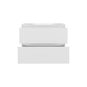 English Elm Bathroom Vanity Modern 2-Drawer White - Compact Engineered Wood Cabinet with Sleek Minimalist Storage Appeal B097P369438