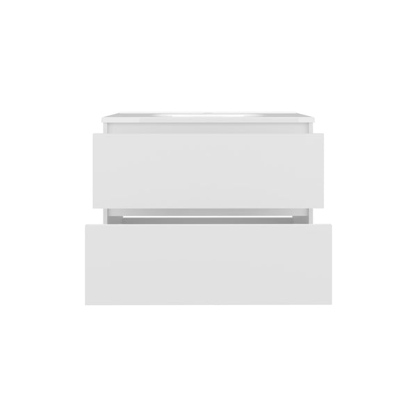 English Elm Bathroom Vanity Modern 2-Drawer White - Compact Engineered Wood Cabinet with Sleek Minimalist Storage Appeal B097P369438