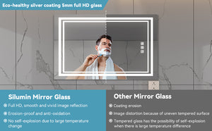 English Elm Bright LED Bathroom Mirror 40"x24" Silver Frame, 3-Color Dimmable, Quick 5-Min Defog, IP65 Rated T3177P284016