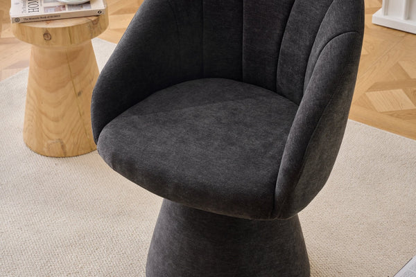 English Elm 068-chenille Swivel Accent Armchair Sculptural Curved Back Upholstered Living Room Seat Gray W527P438695