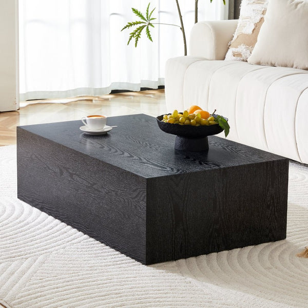 English Elm 39.3*23.6*11.8 Low Profile Mdf Coffee Table Black Wood Grain Finish Modern Living Room W1151P433600