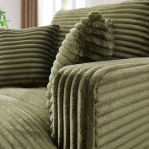 English Elm Indoor Single Chaise Sofa Plush Corduroy Upholstery, No Assembly, High-Density Foam & Pocket Spring Comfort Green W2339P294673