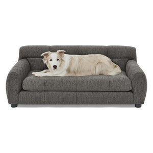 English Elm Soft linen pet sofa with backrest and armrests for medium to large dogs, modern rectangular comfort design Dark Gray W487P266086