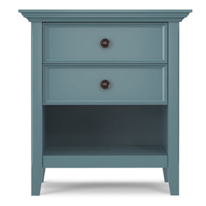 English Elm Amherst French Blue Solid Wood Nightstand with Open Shelf and Bronze Hardware B136P488703