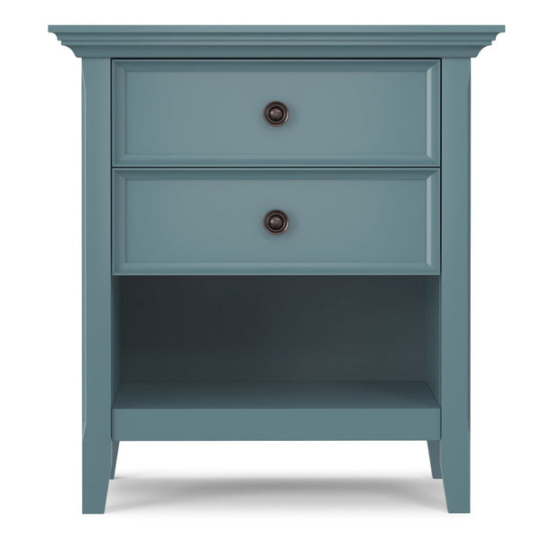 English Elm Amherst French Blue Solid Wood Nightstand with Open Shelf and Bronze Hardware B136P488703